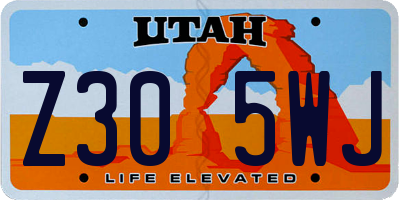 UT license plate Z305WJ