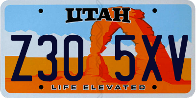 UT license plate Z305XV