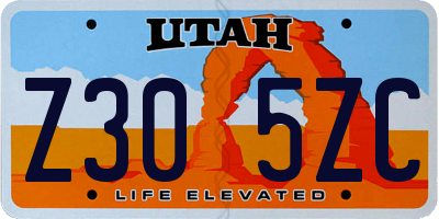 UT license plate Z305ZC