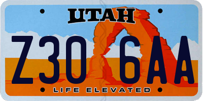 UT license plate Z306AA