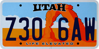 UT license plate Z306AW