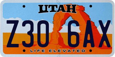 UT license plate Z306AX