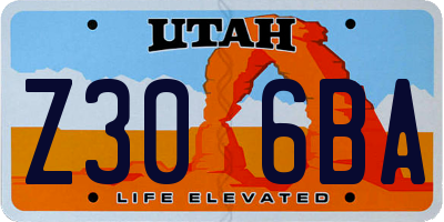 UT license plate Z306BA