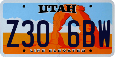 UT license plate Z306BW