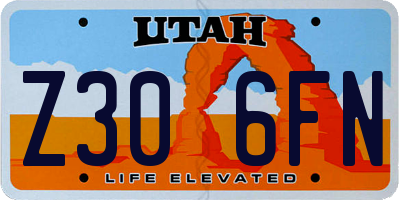 UT license plate Z306FN