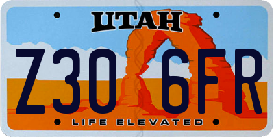 UT license plate Z306FR