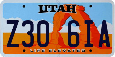 UT license plate Z306IA