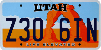 UT license plate Z306IN
