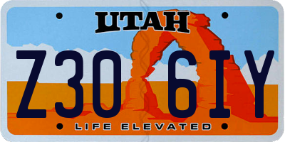 UT license plate Z306IY