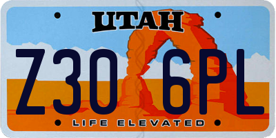 UT license plate Z306PL