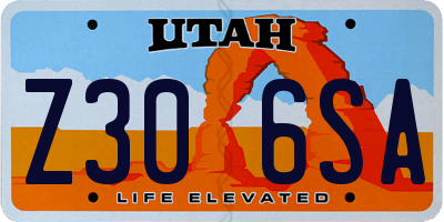 UT license plate Z306SA