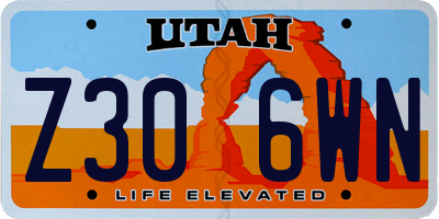 UT license plate Z306WN