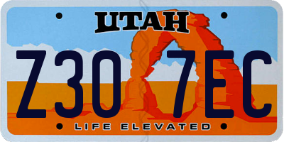 UT license plate Z307EC