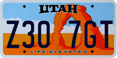 UT license plate Z307GT