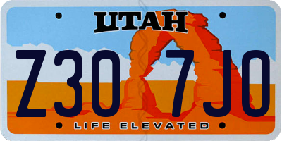 UT license plate Z307JO