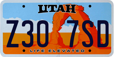 UT license plate Z307SD