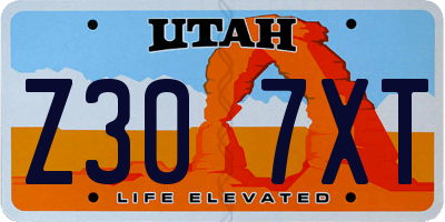 UT license plate Z307XT
