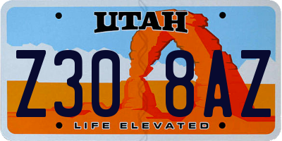 UT license plate Z308AZ