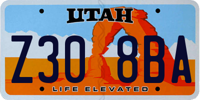 UT license plate Z308BA
