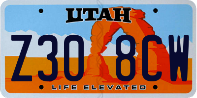 UT license plate Z308CW