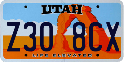 UT license plate Z308CX