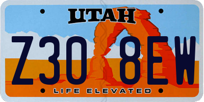 UT license plate Z308EW