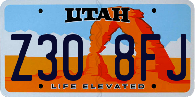 UT license plate Z308FJ