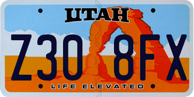 UT license plate Z308FX