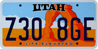 UT license plate Z308GE