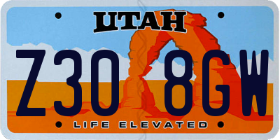 UT license plate Z308GW
