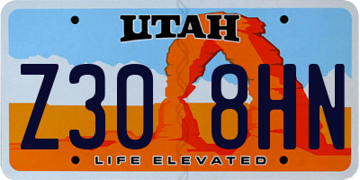 UT license plate Z308HN