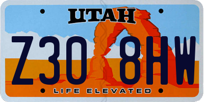 UT license plate Z308HW
