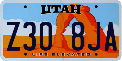 UT license plate Z308JA