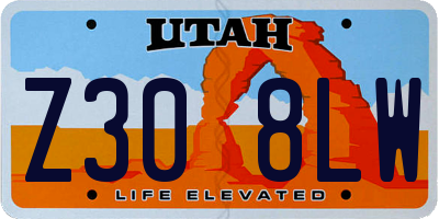 UT license plate Z308LW