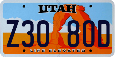 UT license plate Z308OD