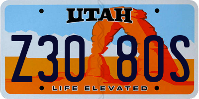 UT license plate Z308OS