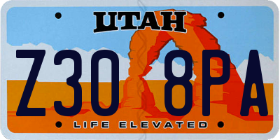 UT license plate Z308PA