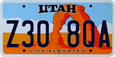 UT license plate Z308QA