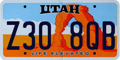 UT license plate Z308QB