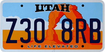 UT license plate Z308RB
