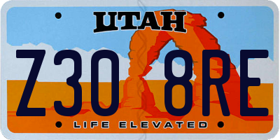 UT license plate Z308RE