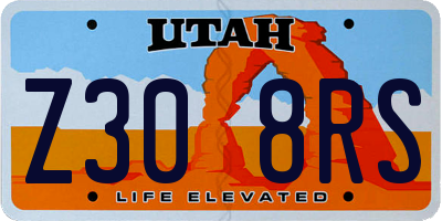 UT license plate Z308RS