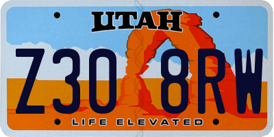 UT license plate Z308RW
