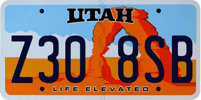 UT license plate Z308SB