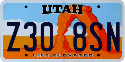 UT license plate Z308SN