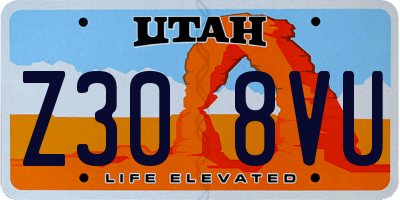 UT license plate Z308VU