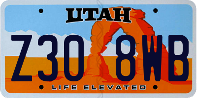 UT license plate Z308WB