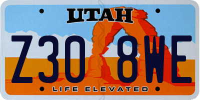 UT license plate Z308WE