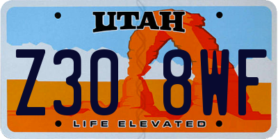 UT license plate Z308WF