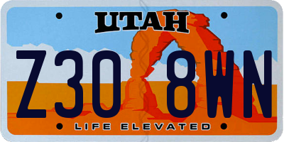 UT license plate Z308WN